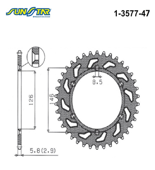 SUZUKI 250cc RMZ 2005 Model SUNSTAR ARKA DİŞLİ 1-3577-47...