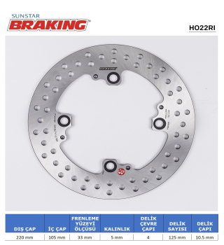 YUVARLAK ARKA FREN DİSKİ BRAKING HO22RI